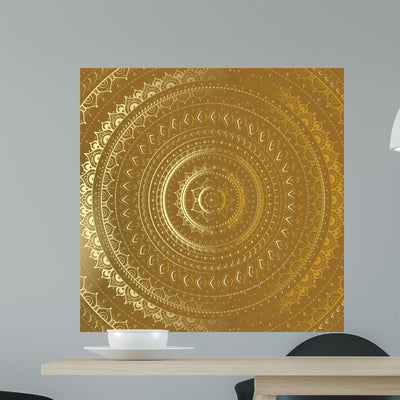 Gold Mandala Indian Decorative Wall Decal Design 1 shown on a wall