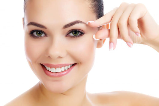 Cheerful female with fresh clear skin 