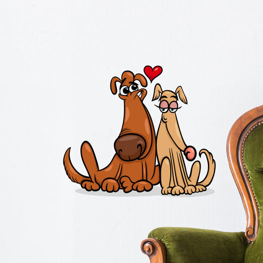 dogs in love cartoon illustration Wall Decal