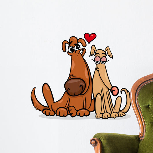 dogs in love cartoon illustration Wall Decal