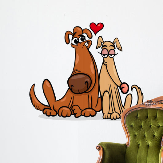 dogs in love cartoon illustration Wall Decal
