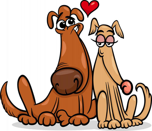 dogs in love cartoon illustration Wall Decal