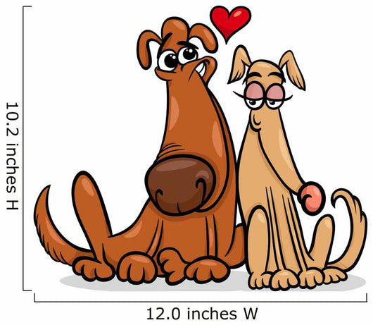 dogs in love cartoon illustration Wall Decal