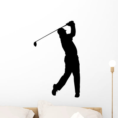 Golf Sport Silhouette Golfer Wall Decal shown on a wall