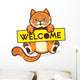 Baby Cat Hold a Welcome Sign 