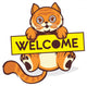 Baby Cat Hold a Welcome Sign 