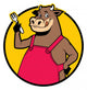smiling cow wearing apron Wall Decal