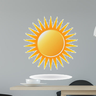 Bright Powerful Sun Wall Decal shown on a wall