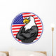 eagle mascot show the muscle with american flag background Wall Decal