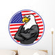 eagle mascot show the muscle with american flag background Wall Decal