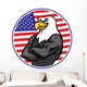 eagle mascot show the muscle with american flag background Wall Decal