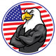 eagle mascot show the muscle with american flag background Wall Decal
