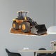 Generic construction bulldozer on dirt with a  white background 