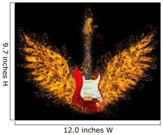 Red Guitar With Flame Wings 