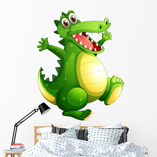 A Playful Green Crocodile 