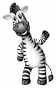 A smiling zebra standing 