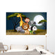 Group of Playful Animals Under Fullmoon 