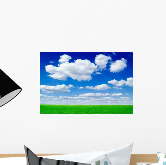 Green Field and Clouds Wall Decal