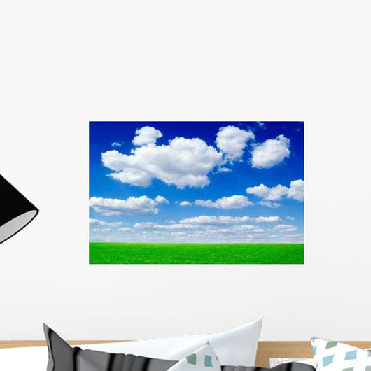 Green Field and Clouds Wall Decal