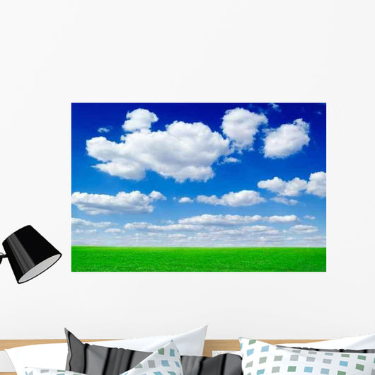 Green Field and Clouds Wall Decal