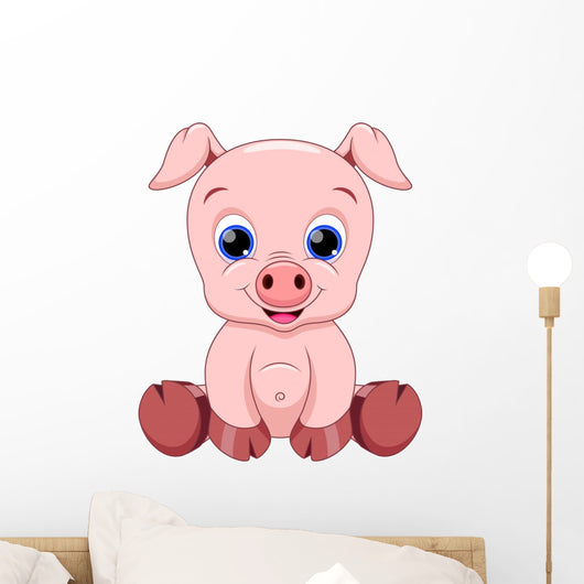 baby pig cartoon Wall Decal