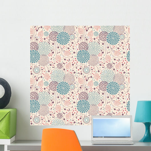 Seamless Floral Pattern Wall Decal Design 6