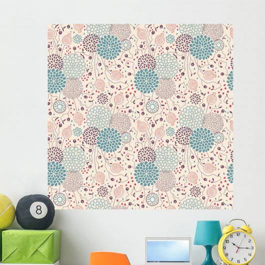 Seamless Floral Pattern Wall Decal Design 6