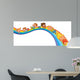 Children ride on a rainbow 