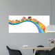 Children ride on a rainbow 