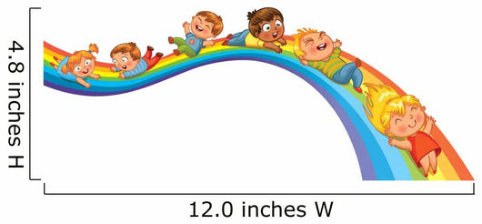 Children ride on a rainbow 