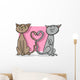 cats in love cartoon illustration Wall Decal