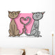cats in love cartoon illustration Wall Decal