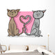 cats in love cartoon illustration Wall Decal