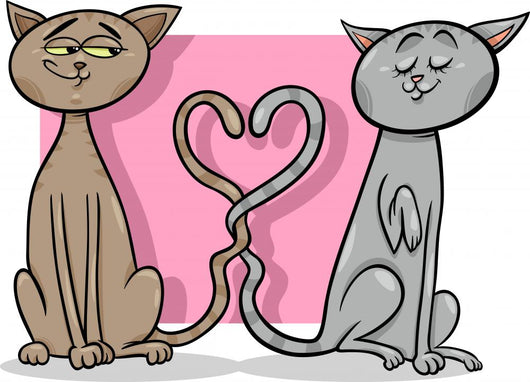 cats in love cartoon illustration Wall Decal