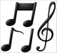 Musical icons on white background Wall Decal