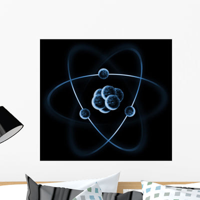 Atom with Electrons Wall Mural shown on a wall