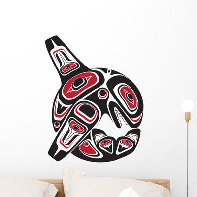 First Nations Influenced Orca Wall Decal shown on a wall