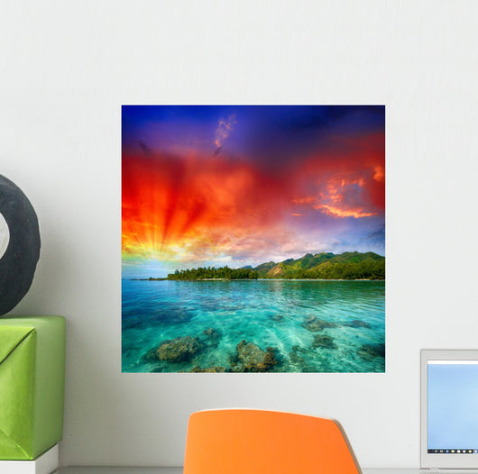 Beautiful Island View From the Ocean Wall Mural