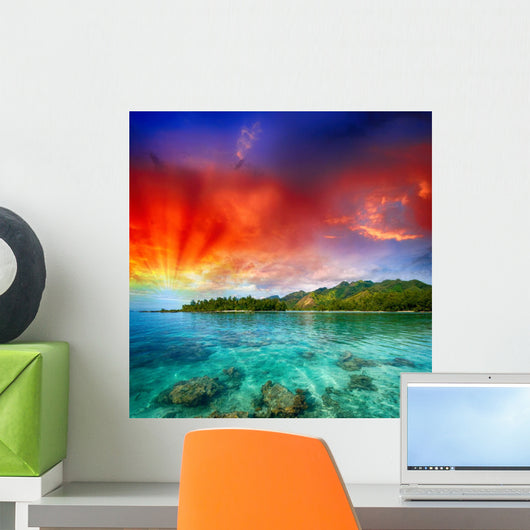 Beautiful Island View From the Ocean Wall Mural
