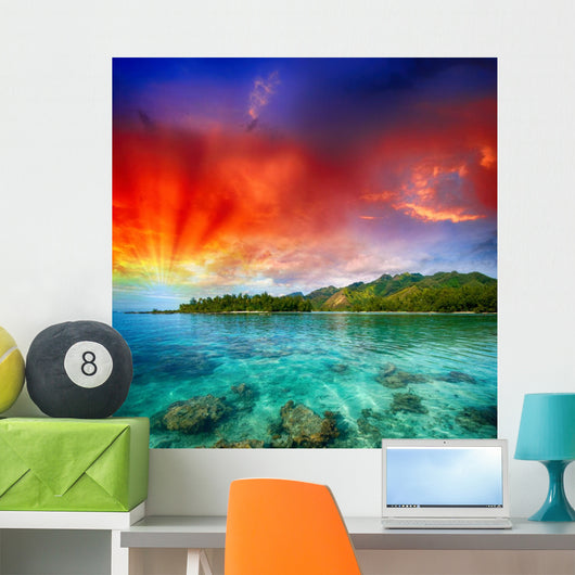 Beautiful Island View From the Ocean Wall Mural