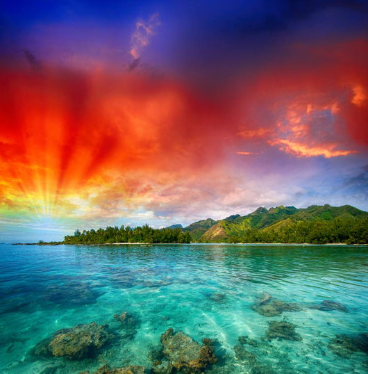 Beautiful Island View From the Ocean Wall Mural
