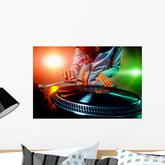 dj using equipment Wall Mural