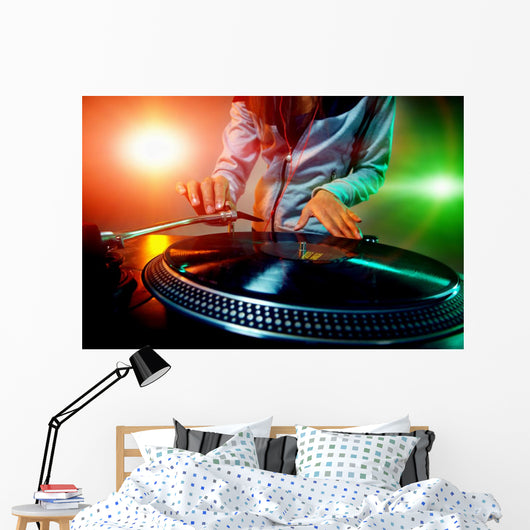 dj using equipment Wall Mural