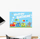 happy birthday- birthday party animals train Wall Mural