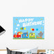 happy birthday- birthday party animals train Wall Mural