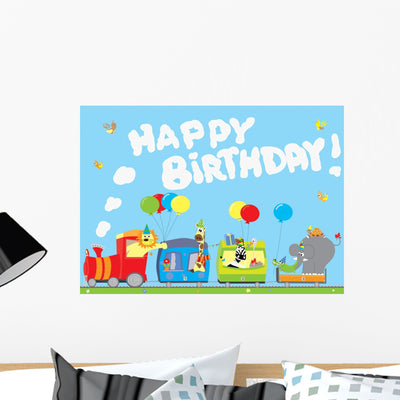 Happy Birthday- Birthday Party Wall Mural shown on a wall