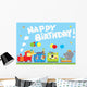 happy birthday- birthday party animals train Wall Mural