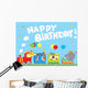happy birthday- birthday party animals train Wall Mural