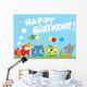 happy birthday- birthday party animals train Wall Mural