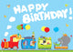 happy birthday- birthday party animals train Wall Mural